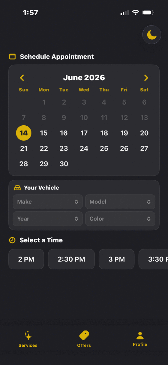 GDFS schedule appointment screen