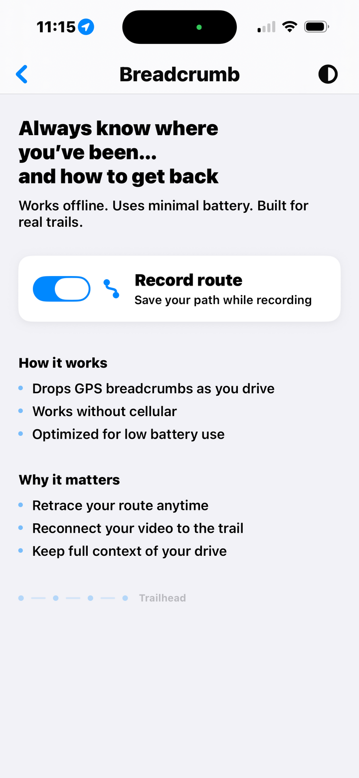 Breadcrumb route recording